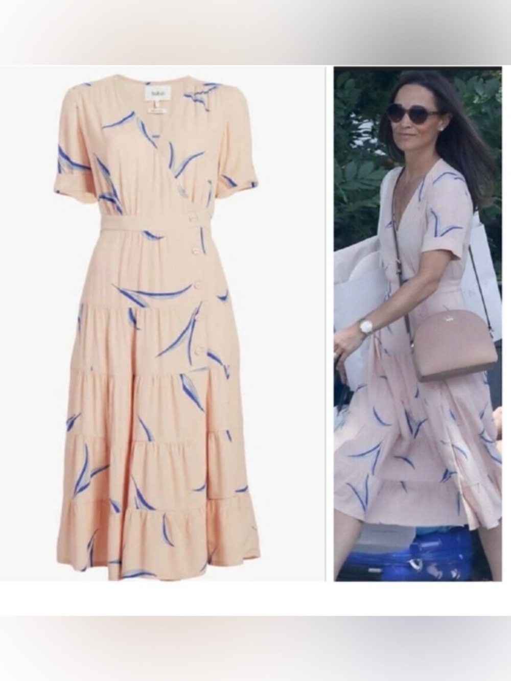 ba&sh Blush and Cobalt Midi Dress